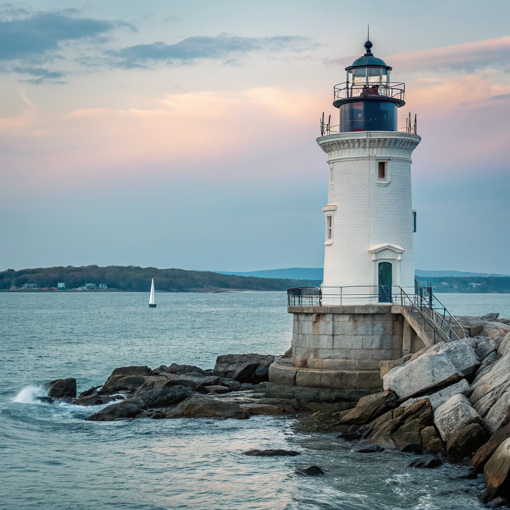 Coastal lighthouse overlooking the sea